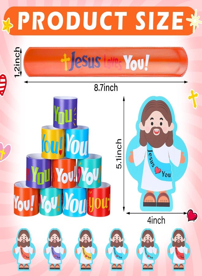 Vertintong 24 Pcs Jesus Slap Bracelets Bulk Christian Bracelets Jesus Love You Gifts Religious Snap Wristbands for Classroom Awards Sunday School Party Favors - Image 2